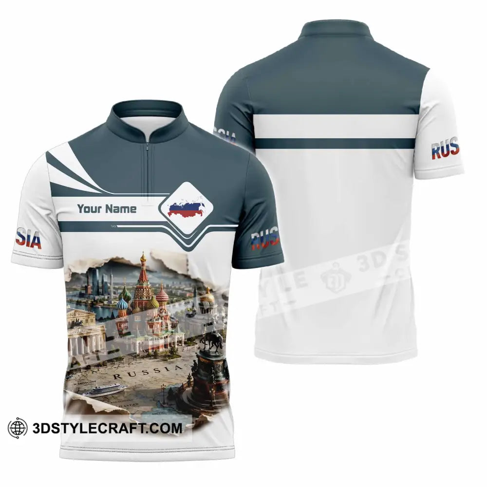 Unisex Shirt - Custom Russia Shirt - Zipper Polo Shirt / S - T-shirt