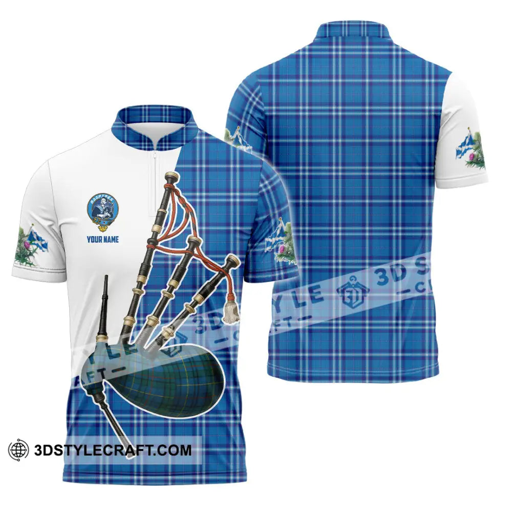 Unisex Shirt - Custom Scotland Bagpipe Shirt Zipper Polo Shirt / S T-shirt