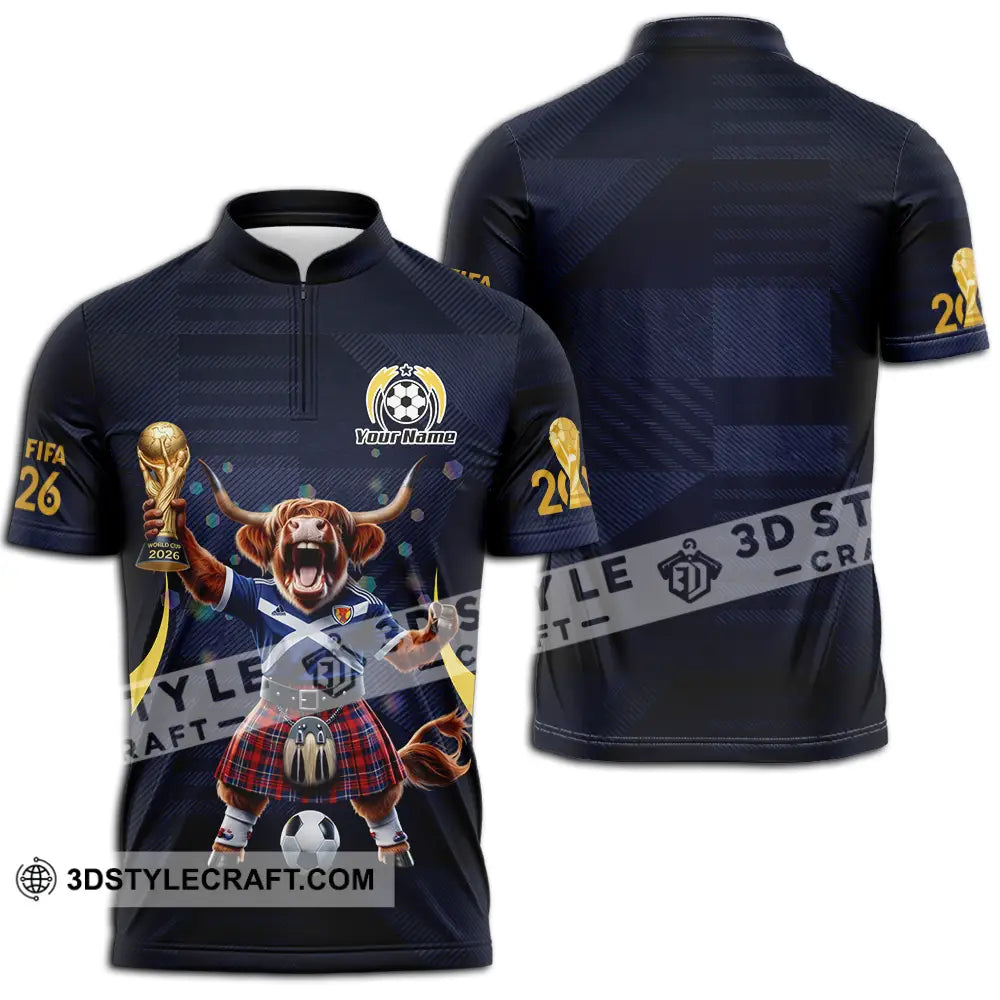 Unisex Shirt - Custom Scotland Fifa World Cup 2026 3D Shirt Zipper Polo Shirt / S T-shirt