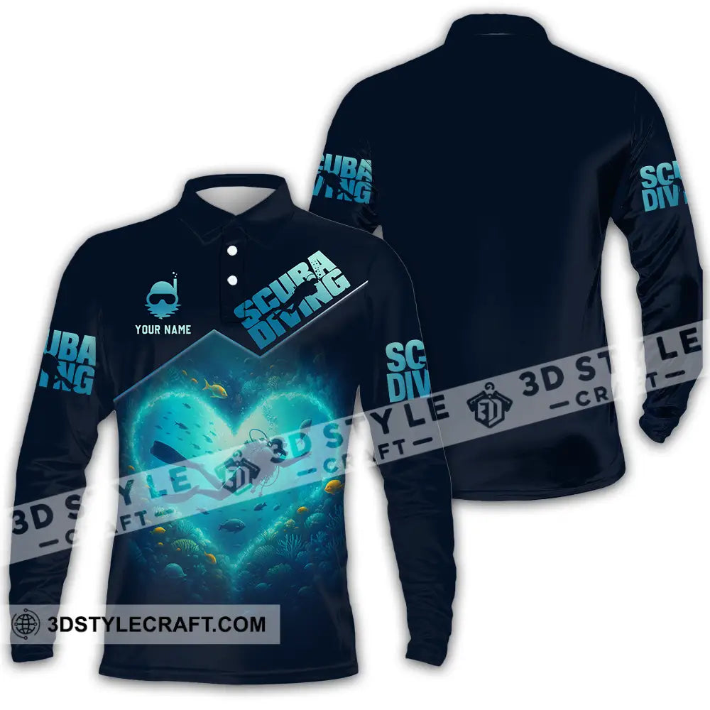 Unisex Shirt - Custom Scuba Diving 3D Shirt Long Sleeve Polo / S T-shirt
