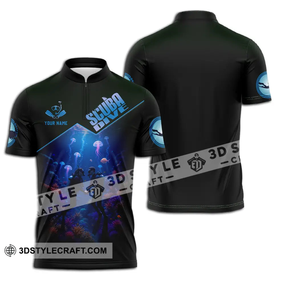 Unisex Shirt - Custom Scuba Diving 3D Shirt Zipper Polo Shirt / S T-shirt