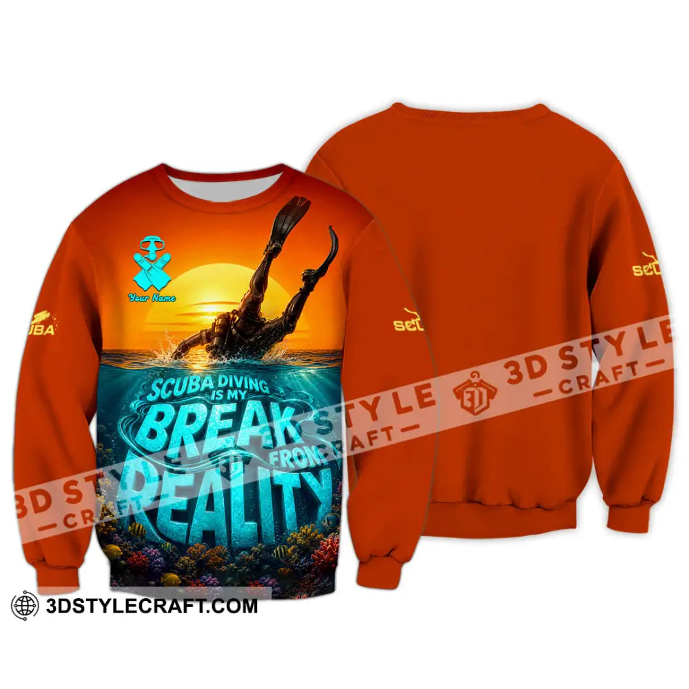 Unisex Shirt - Custom Scuba Diving Is My Break From Reality Shirt - Long Sleeve / S - T-shirt