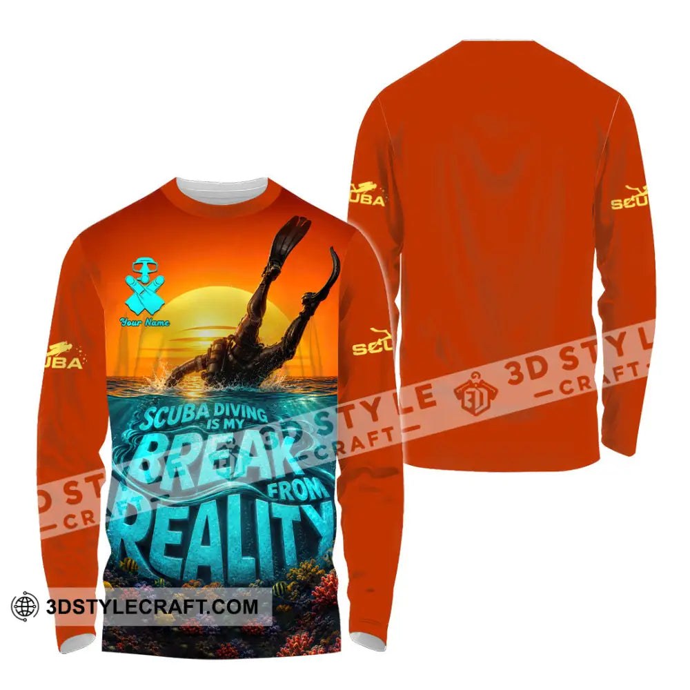 Unisex Shirt - Custom Scuba Diving Is My Break From Reality Shirt - Long Sleeve Shirt / S - T-shirt