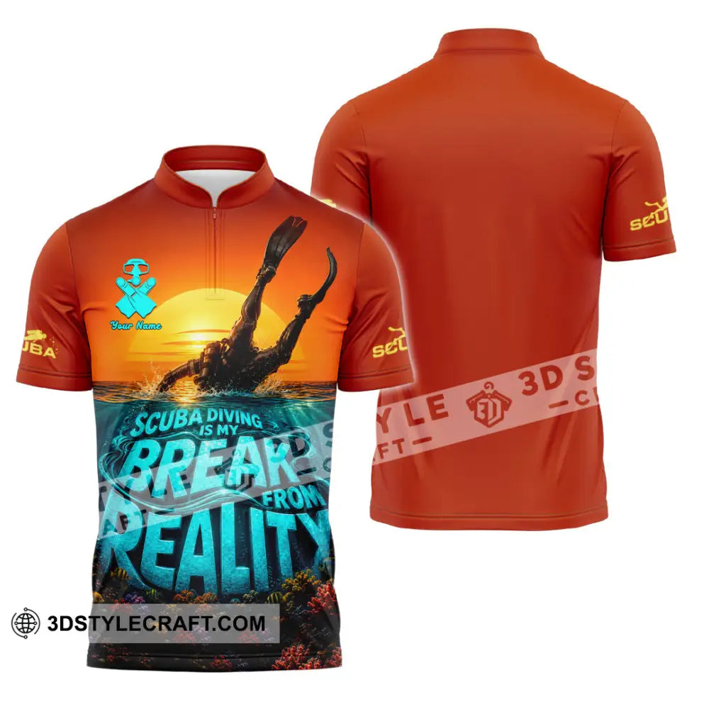Unisex Shirt - Custom Scuba Diving Is My Break From Reality Shirt - Zipper Polo Shirt / S - T-shirt