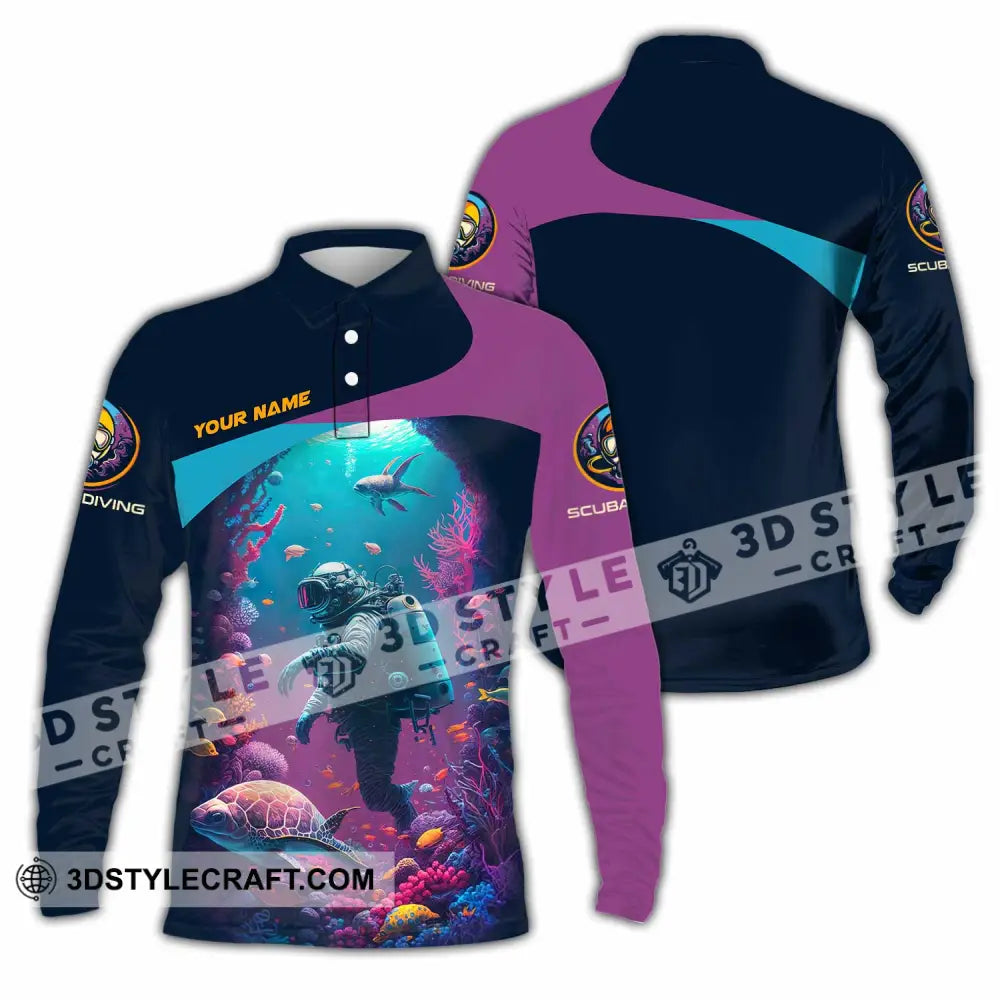 Unisex Shirt Custom Scuba Diving Shirt Long Sleeve Polo / S T shirt