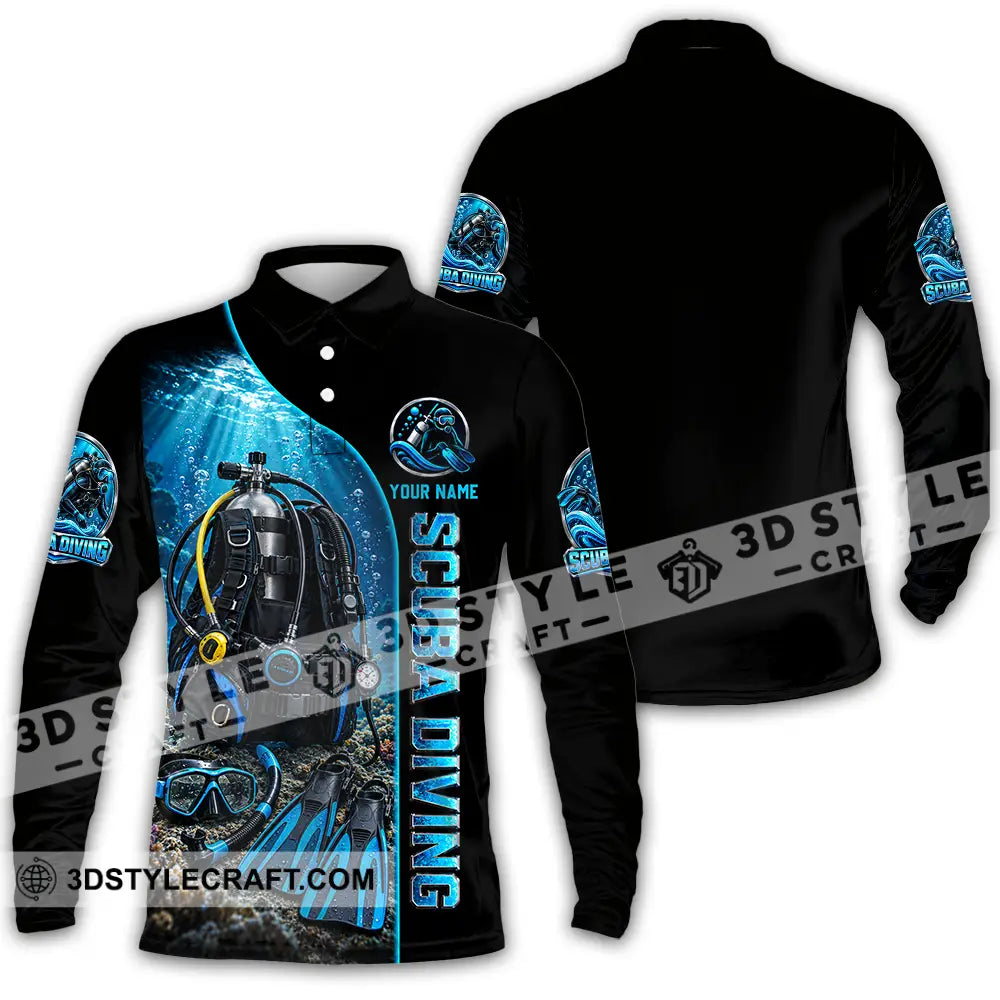 Unisex Shirt - Custom Scuba Diving Shirt - Long Sleeve Polo / S - T-shirt