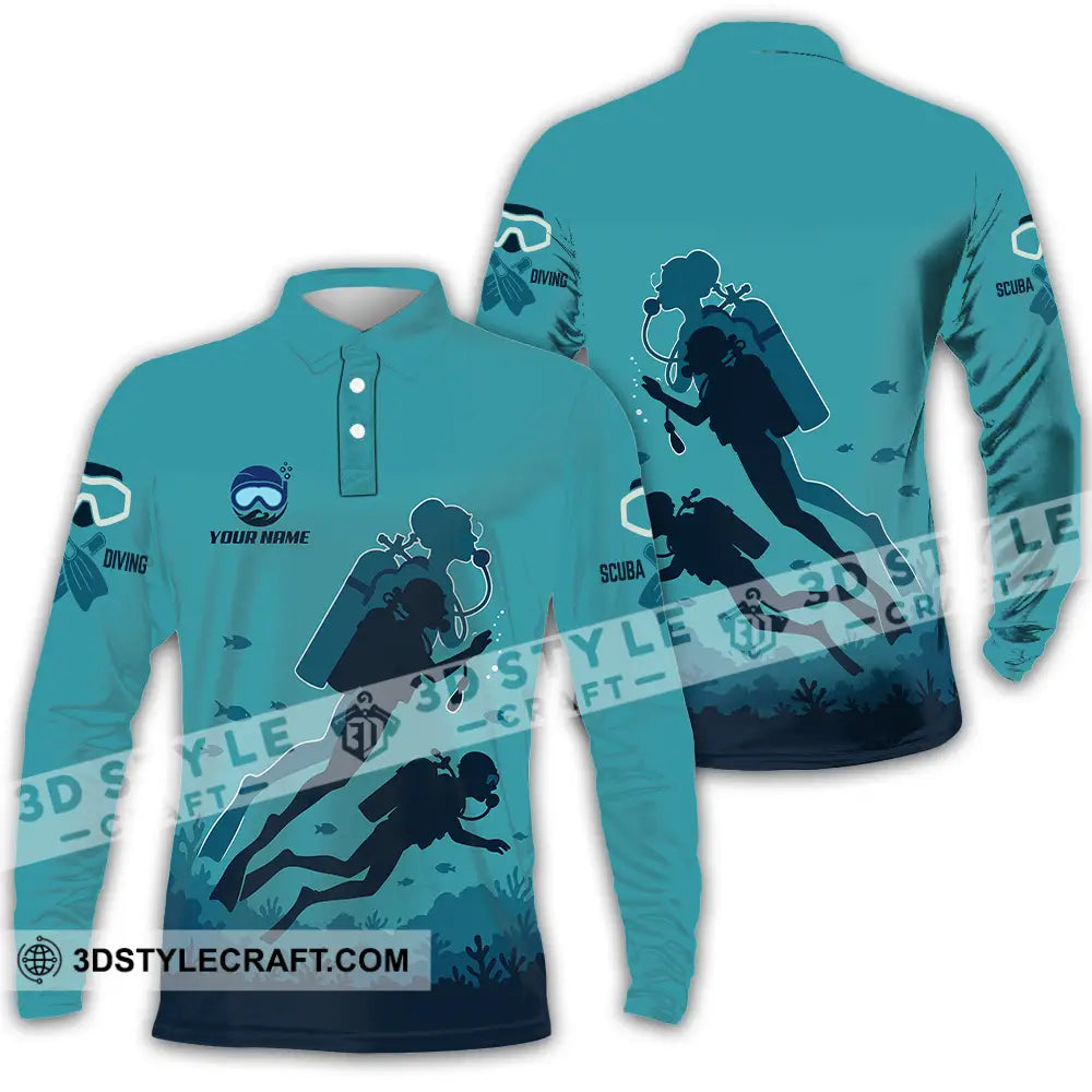 Unisex Shirt - Custom Scuba Diving Shirt Long Sleeve Polo / S T-shirt