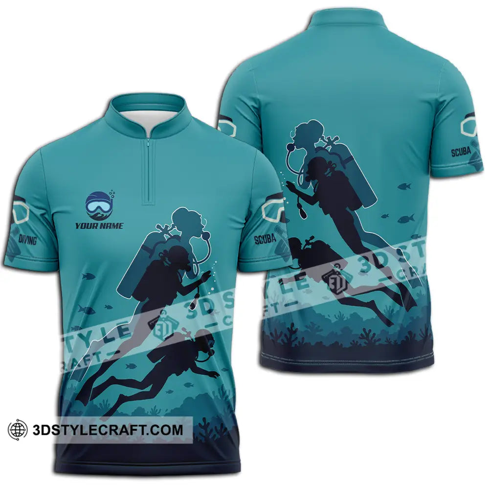 Unisex Shirt - Custom Scuba Diving Shirt Zipper Polo Shirt / S T-shirt