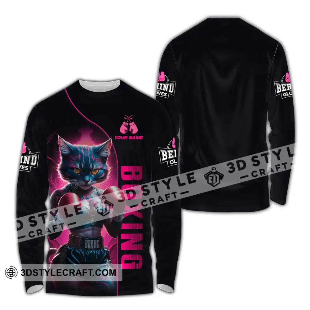 Unisex Shirt - Custom Sexy Boxing Cat Boxing Lover Shirt Long Sleeve Shirt / S T-shirt