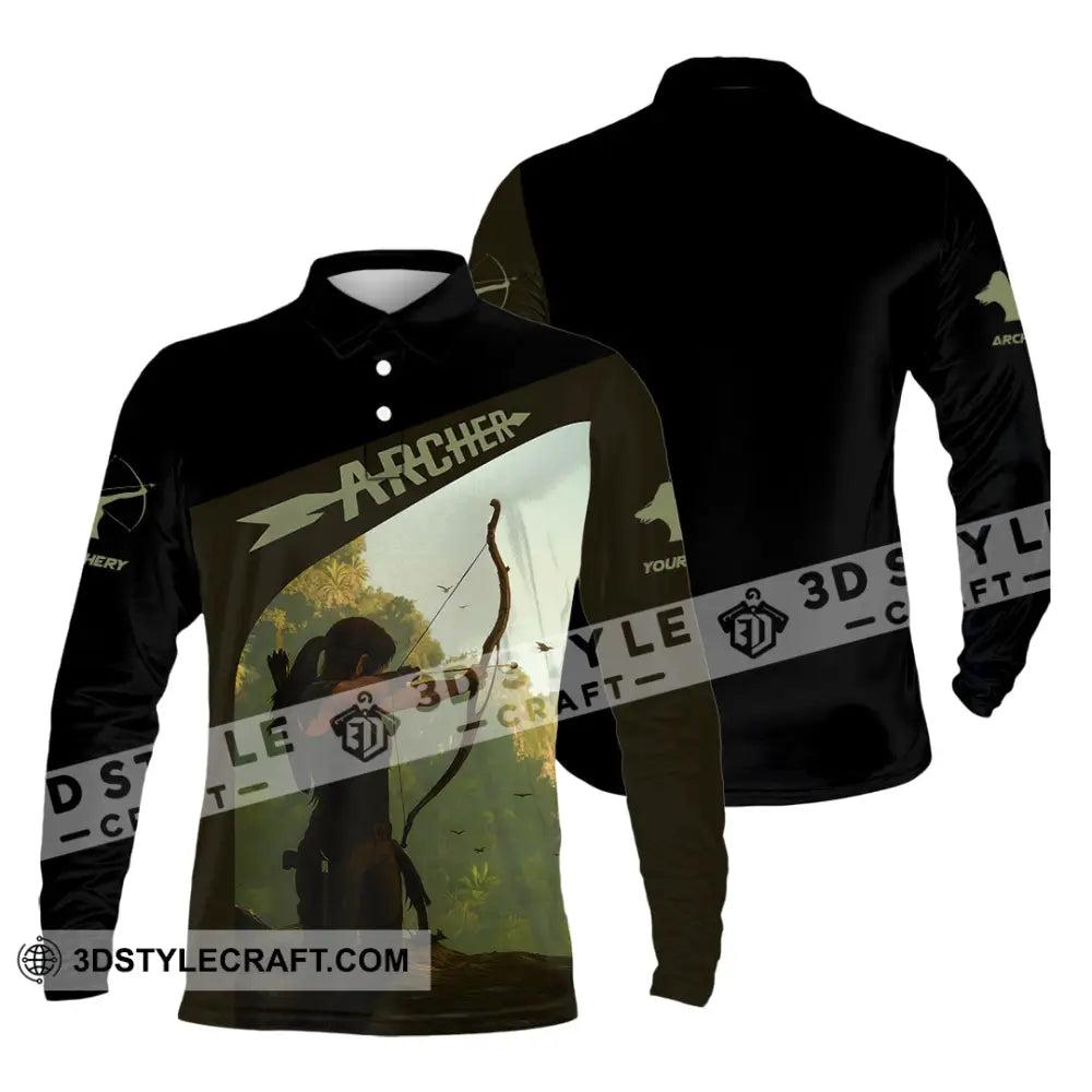 Unisex Shirt - Custom Shooting Archery Player Shirt Long Sleeve Polo / S T-shirt