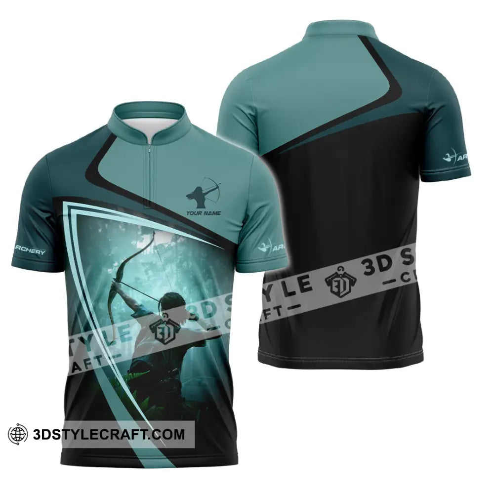 Unisex Shirt - Custom Shooting Archery Player Shirt Zipper Polo Shirt / S T-shirt
