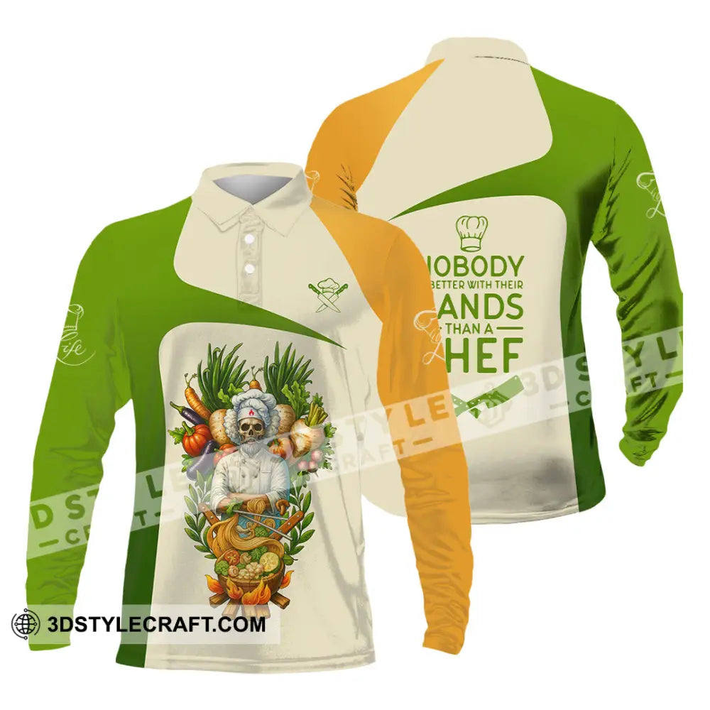 Unisex Shirt - Custom Skeleton Life Of Chef Shirt Long Sleeve Polo / S T-shirt