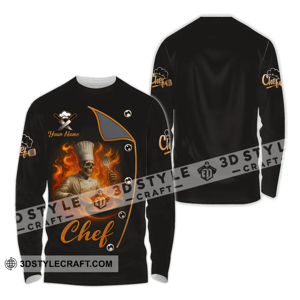 Unisex Shirt - Custom Skeleton Master Chef Chef Shirt Long Sleeve Shirt / S T-shirt