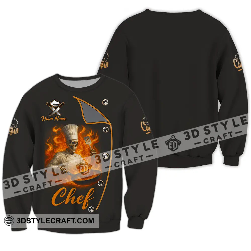 Unisex Shirt - Custom Skeleton Master Chef Chef Shirt Long Sleeve / S T-shirt