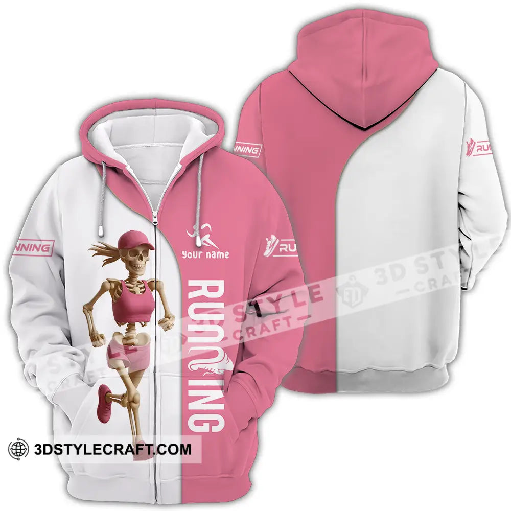 Unisex Shirt Custom Skeleton Running Shirt Zipper Hoodie / S T shirt