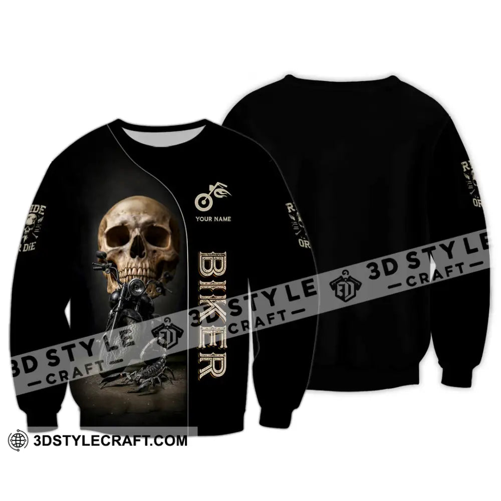 Unisex Shirt - Custom Skull Biker Shirt Long Sleeve / S T-shirt