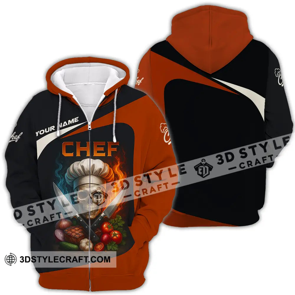 Unisex Shirt - Custom Skull Master Chef Chef Shirt Zipper Hoodie / S T-shirt