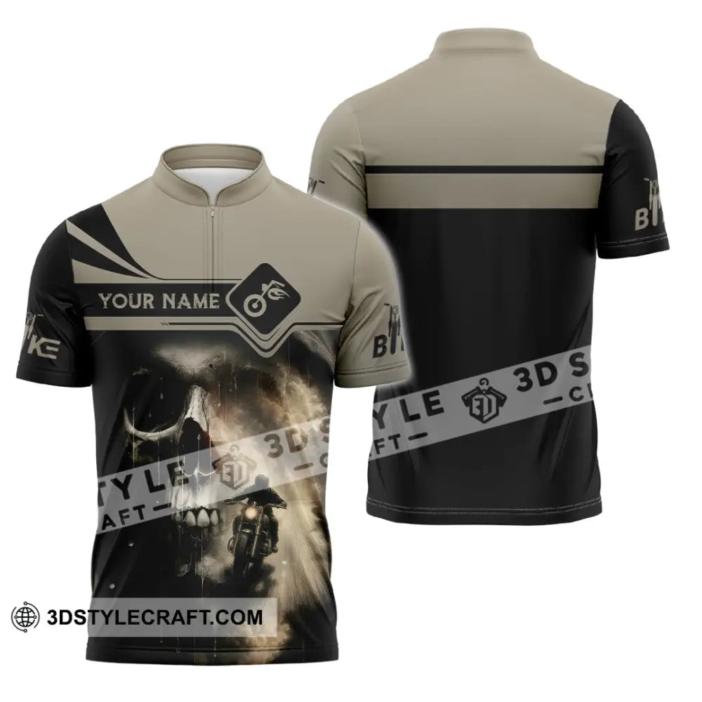 Unisex Shirt - Custom Skull Rider Shirt Zipper Polo Shirt / S T-shirt