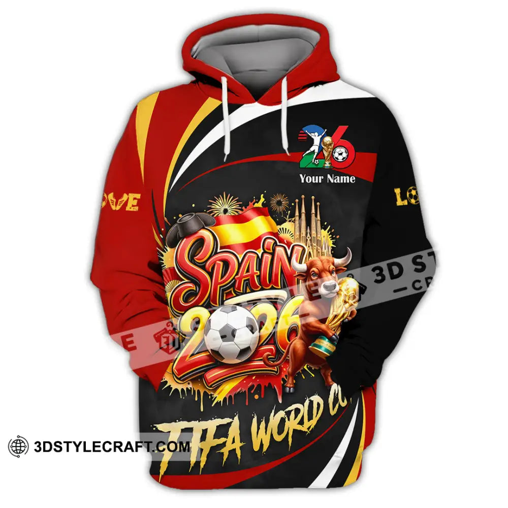 Unisex Shirt - Custom Spain Fifa World Cup 2026 3D Shirt Hoodie / S T-shirt
