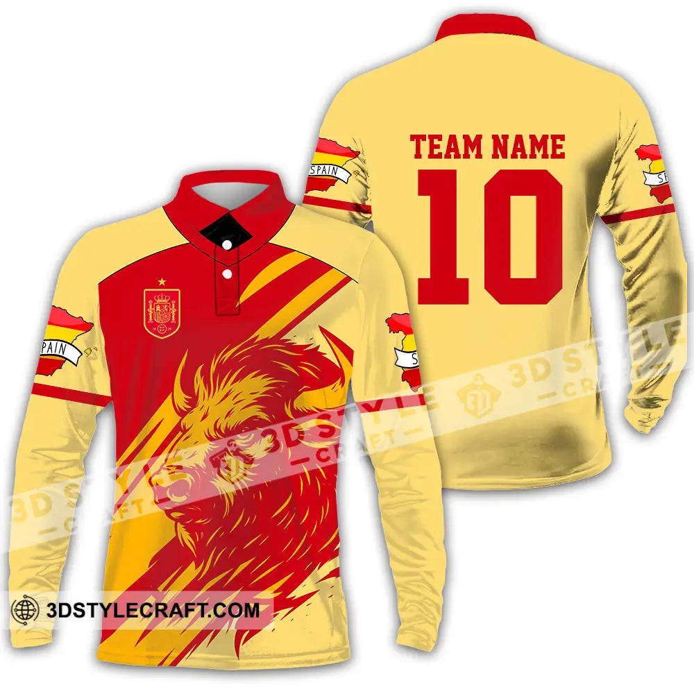 Unisex Shirt - Custom Spain 3D Shirt Long Sleeve Polo / S T-shirt