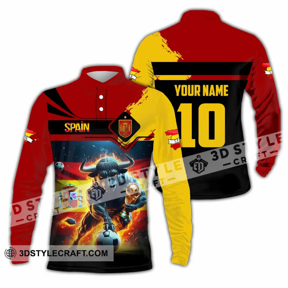 Unisex Shirt - Custom Spain 3D Shirt Long Sleeve Polo / S T-shirt
