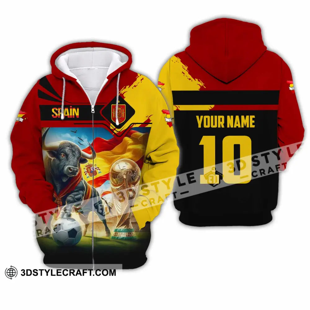 Unisex Shirt - Custom Spain 3D Shirt Zipper Hoodie / S T-shirt