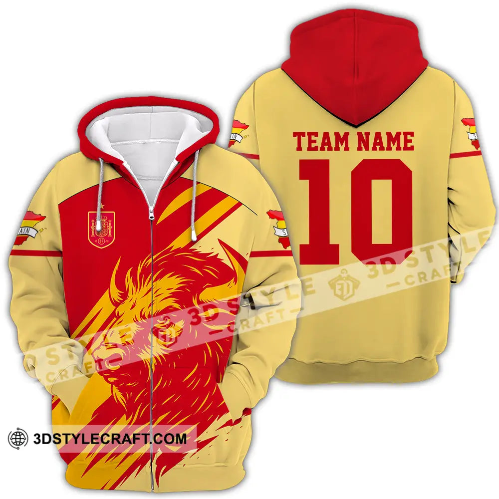 Unisex Shirt - Custom Spain 3D Shirt Zipper Hoodie / S T-shirt