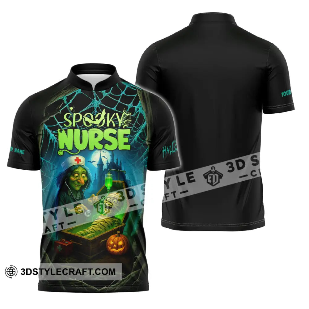 Unisex Shirt - Custom Spoopy Nurse Halloween Shirt Zipper Polo Shirt / S T-shirt