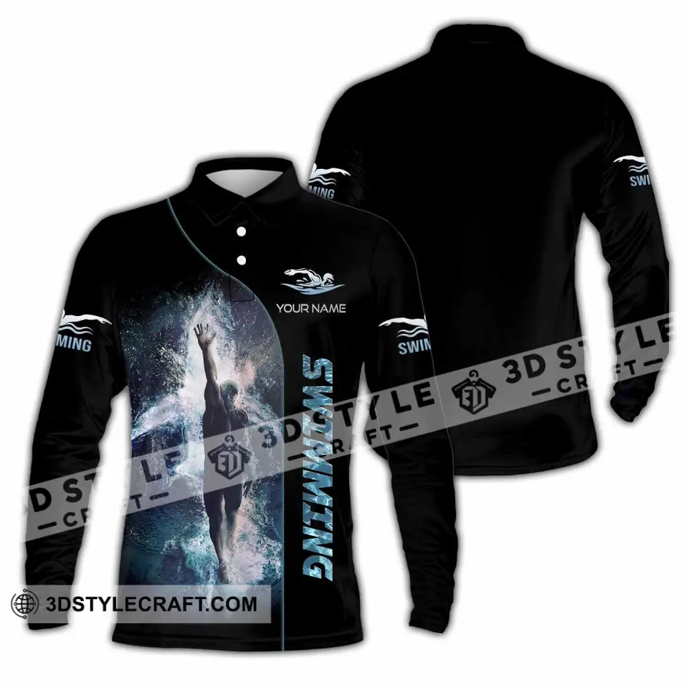 Unisex Shirt - Custom Swimming 3D Shirt Long Sleeve Polo / S T-shirt