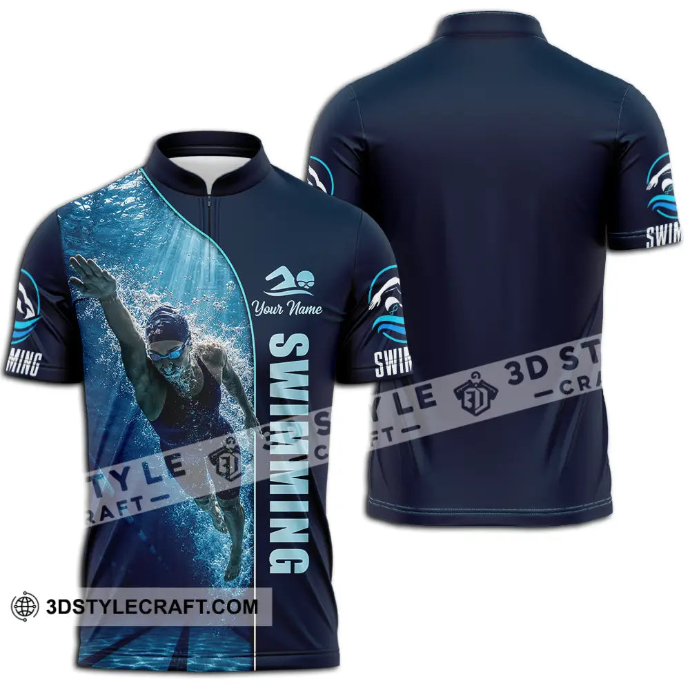 Unisex Shirt - Custom Swimming Shirt - Zipper Polo Shirt / S - T-shirt