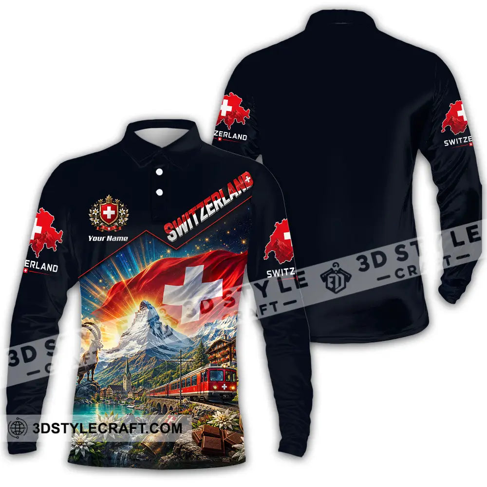 Unisex Shirt - Custom Switzerland Shirt - Long Sleeve Polo / S - T-shirt