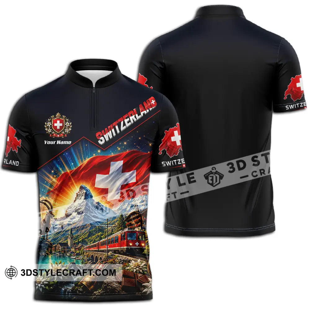 Unisex Shirt - Custom Switzerland Shirt - Zipper Polo Shirt / S - T-shirt