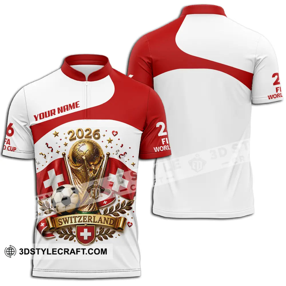 Unisex Shirt - Custom Switzerland World Cup 2026 Shirt - Zipper Polo Shirt / S - T-shirt