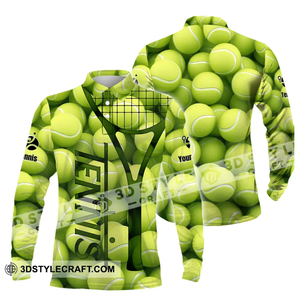 Unisex Shirt - Custom Tennis Ball Tennis Player Sport Shirt Long Sleeve Polo / S T-shirt