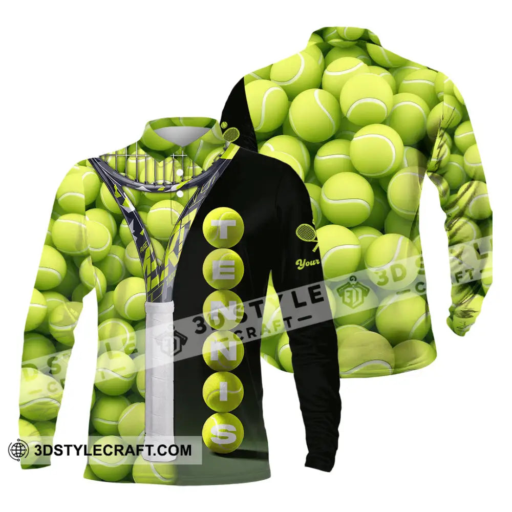 Unisex Shirt - Custom Tennis Ball Tennis Player Sport Shirt Long Sleeve Polo / S T-shirt