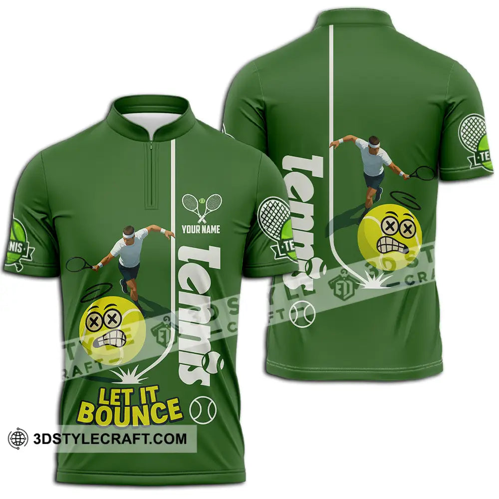 Unisex Shirt - Custom Tennis Let It Bounce Shirt Zipper Polo Shirt / S T-shirt