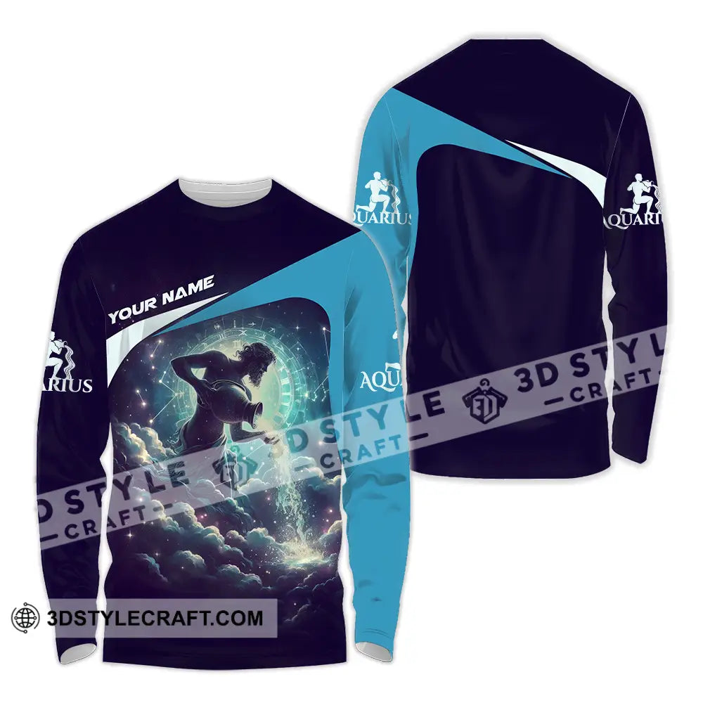 Unisex Shirt - Custom Text Aquarius Long Sleeve / S T-Shirt