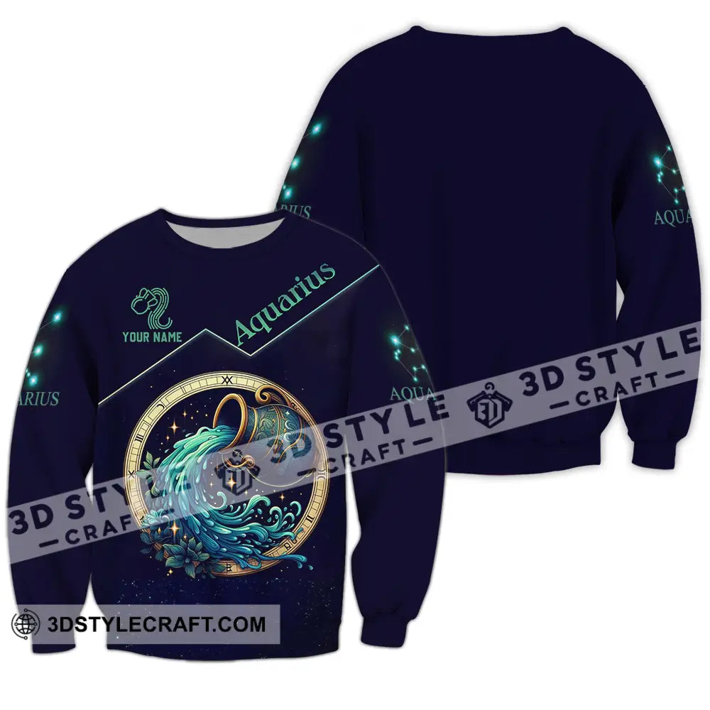 Unisex Shirt - Custom Text Aquarius Long Sleeve / S T-Shirt