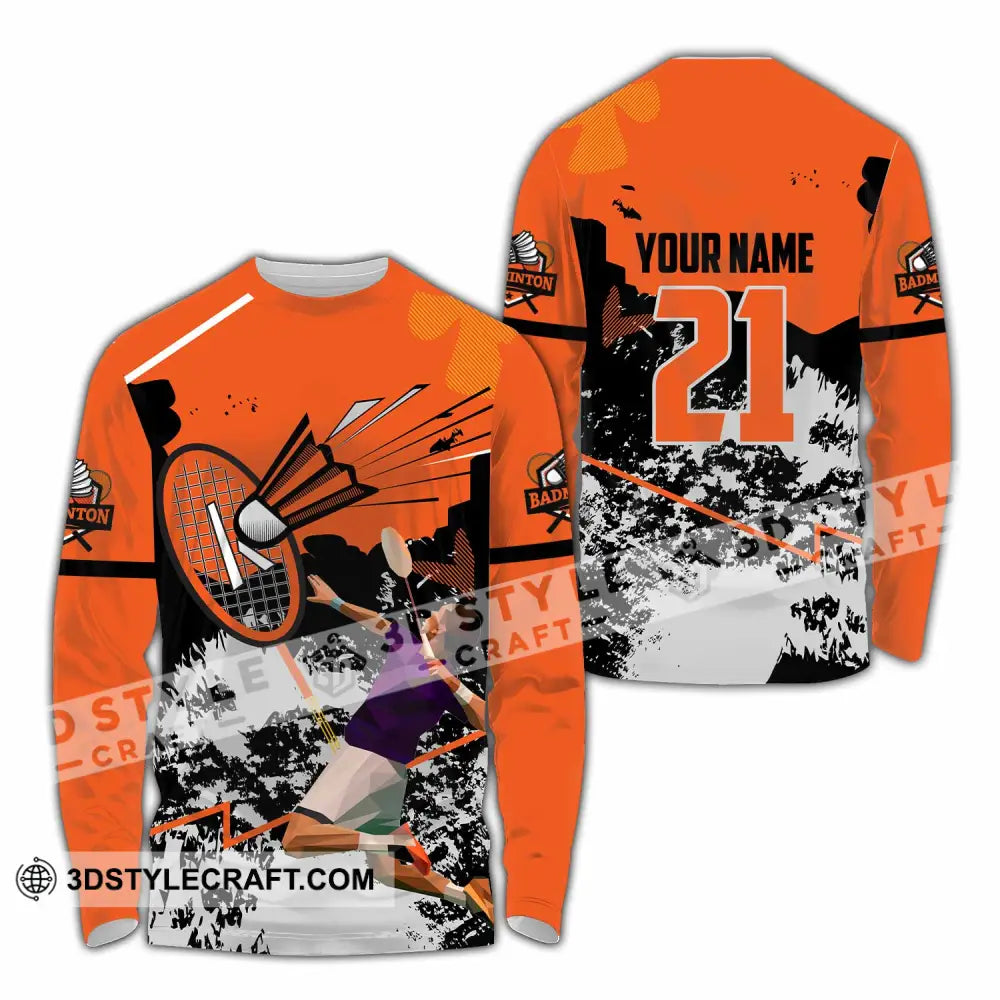 Unisex Shirt - Custom Text Shirt Badminton Long Sleeve Shirt / S T-shirt