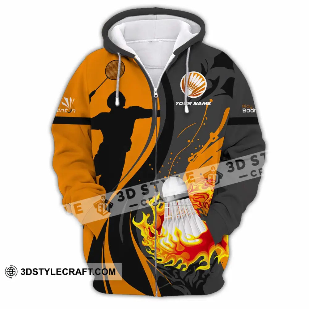 Unisex Shirt - Custom Text Shirt Badminton Shirt Zipper Hoodie / S T-shirt