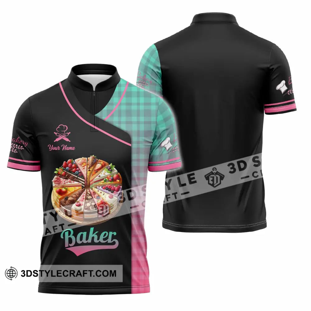Unisex Shirt - Custom Text Baker Zipper Polo / S T-Shirt