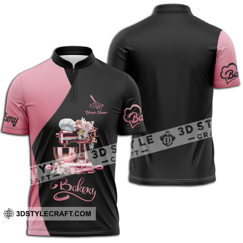 Unisex Shirt - Custom Text Shirt Bakery Zipper Polo Shirt / S T-shirt