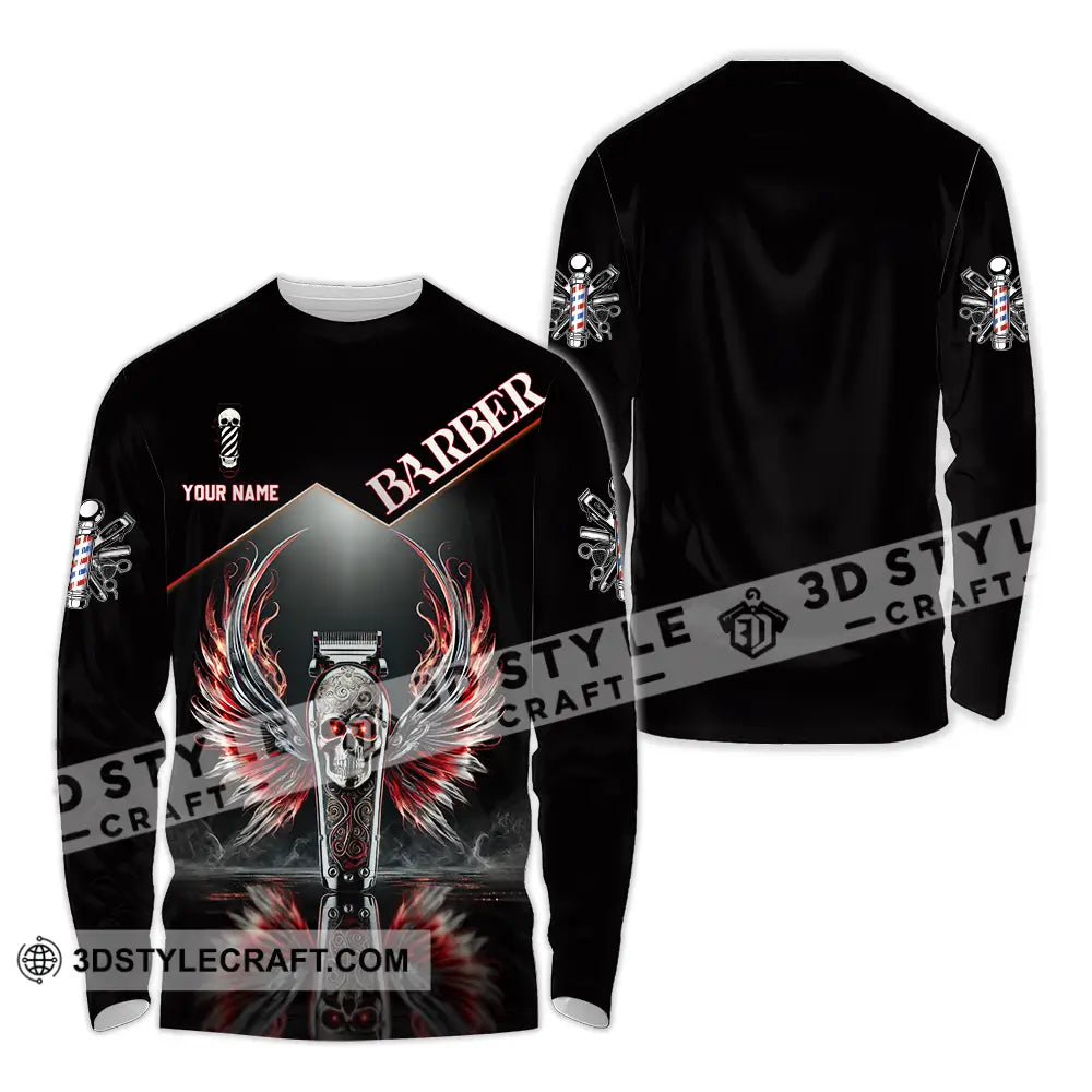 Unisex Shirt - Custom Text Barber Long Sleeve / S T-Shirt