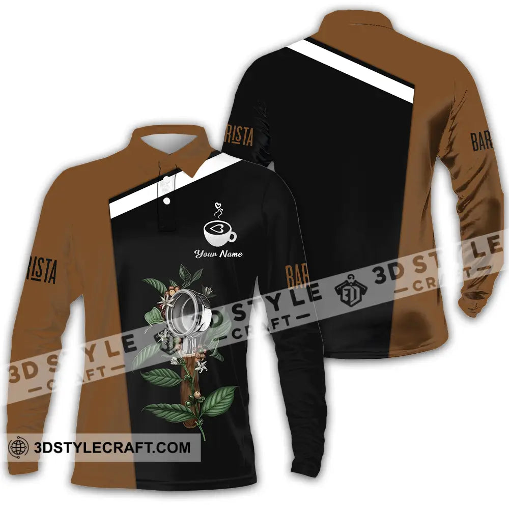Unisex Shirt - Custom Text Shirt Barista Shirt Long Sleeve Polo / S T-shirt