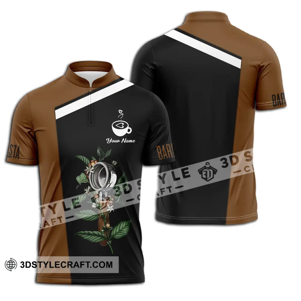 Unisex Shirt - Custom Text Shirt Barista Shirt Zipper Polo Shirt / S T-shirt