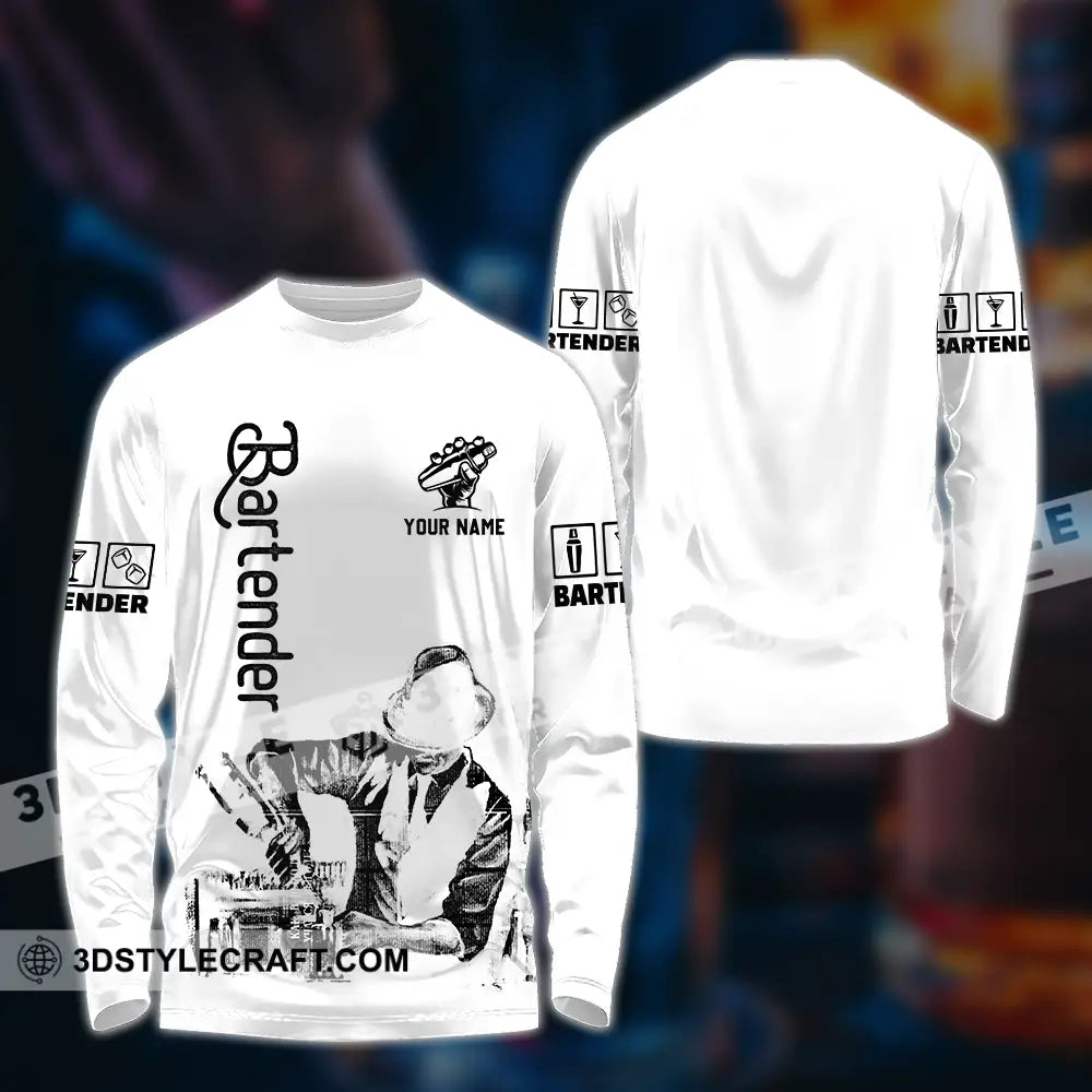 Unisex Shirt - Custom Text Shirt Bartender Shirt Long Sleeve Shirt / S T-shirt