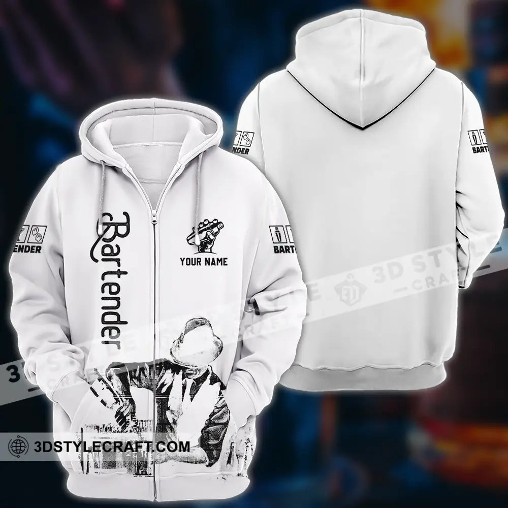 Unisex Shirt - Custom Text Shirt Bartender Shirt Zipper Hoodie / S T-shirt