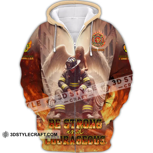 Unisex Shirt - Custom Text Shirt, Be Strong And Courageous Fire Fighter Shirt style option 2