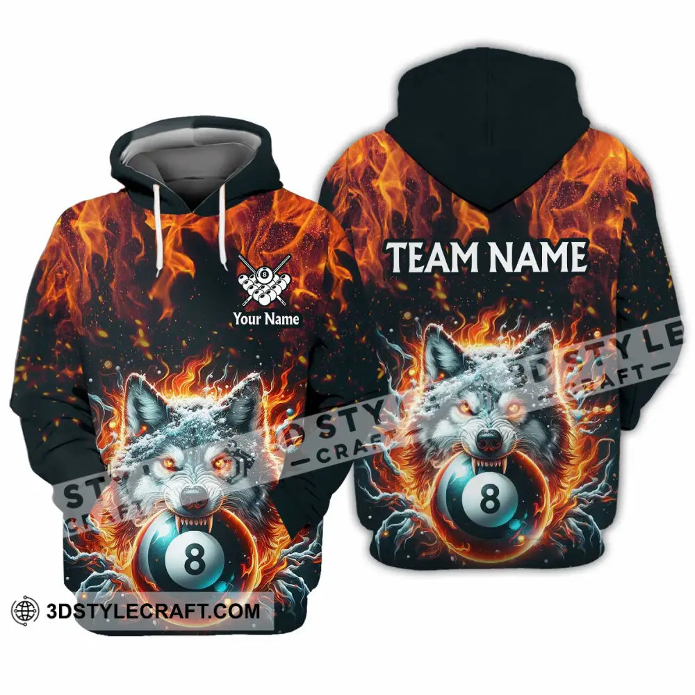 Unisex Shirt - Custom Text Shirt Billiard Wolf Shirt Hoodie / S T-shirt