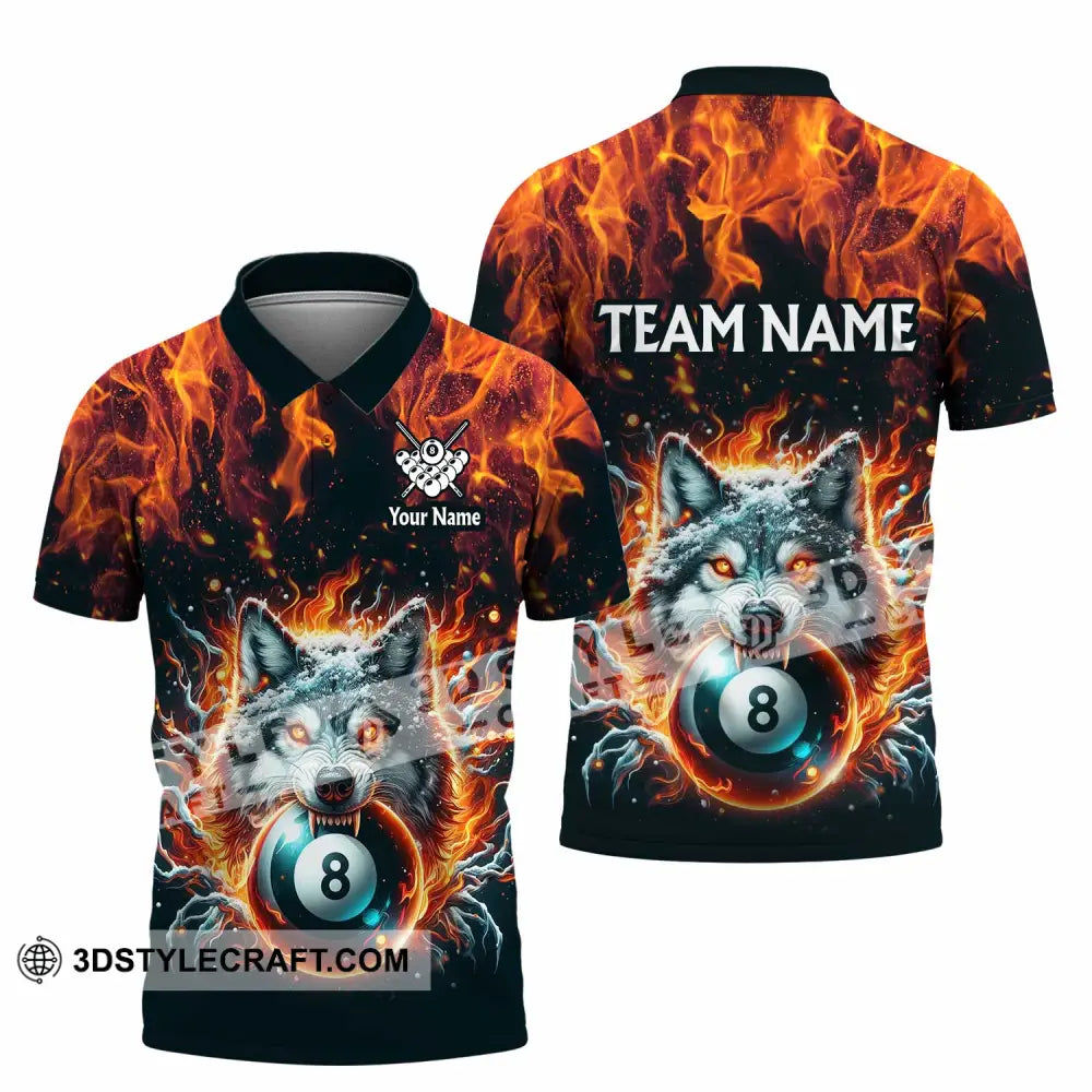 Unisex Shirt - Custom Text Shirt Billiard Wolf Shirt Polo Shirt / S T-shirt